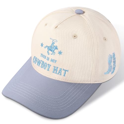 Image of JaGely Two Tone Western Cowboy /Cowgirl Trucker Hat for Women Men Gift Vintage Embroidered Country Baseball Cap