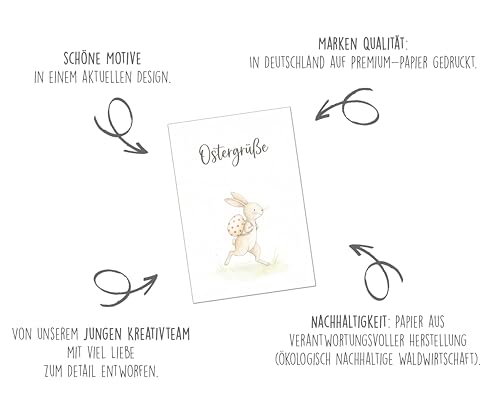 Edition Seidel Set 12 Grußkarten zu Ostern mit Umschlag. Osterkarten Klappkarten Doppelkarten Kartenset Karte Ostergrüße Gruß Spruch Frohe Ostern Frühling (SW026)