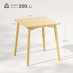 Bamboo Dining Table, Small Kitchen Table for 2, 27.6" Square Dining Tables for Small Space, Easy Assembly, Dinner Table for Dining Room, Living Room, Kitchen, Office(Natural)