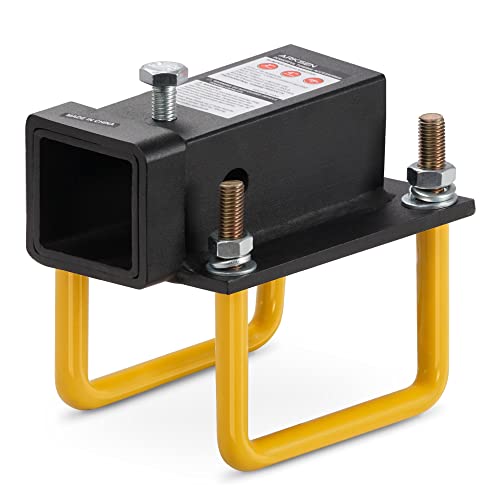 ARKSEN Heavy Duty Steel U-Bolt 2" Hitch Receiver Adapter for 4" Square Bumpers or 2" Tube Bicycle Racks, Cargo Carrier Designed for RV Recreational Ve