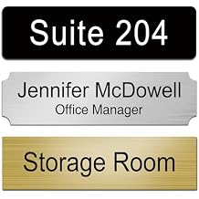 Custom Office Engraved Name Plate for Door or Wall Sign, Personalized Door Name Plate for Office with Adhesive, Laser Engraving, 10 Colors Available, 3 Styles 2" x 8"