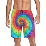 Ollabaky Pajama Shorts Mens Colorful Tie Dye Pjs Bottoms Sleep Shorts Lounge Wear Pajama Pants with Pocket, XL