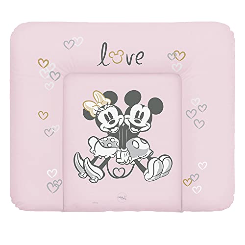 Ceba Baby Wickelauflage - Weiche Wickelunterlage zum Wechseln von Windeln, mit Disney-Motiven - Robustes PVC, abwaschbar - Wickeltischauflage - 85 x 72 cm - Minnie & Mickey Rosa