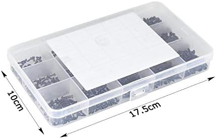 FandWay 750Pcs Phillips Pan Head Small Self-Tapping Screws, Round Head Tiny Screws,Black Mini Wood Screws Kits for Plastic Wood Soft Metal.Size (M1.7/2/2.3/2.6/3)