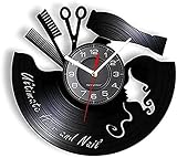 Reloj de Pared con Pilas, silencioso, sin tictac, Peine de 12 Pulgadas, Tijeras, secador de Pelo, salón de Belleza, Reloj de Pared, peluquería, Vinilo,...