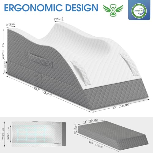 TranquilRelax Elevation Pillows for Leg After Surgery, Memory Foam Adjustable Leg Wedge Pillow for Injury or Rest, Ankle Pillow for Sleeping Blood Circulation Grey