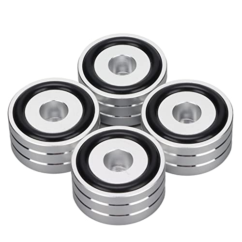 4pcs 40x20mm Speakers Spikes, Feet Isolation Stands with Non Slip Rubber Rings, Aluminum Alloy Spikes Stands for CD, DVD Players, Tube Amplifiers, Stereos(Silver)