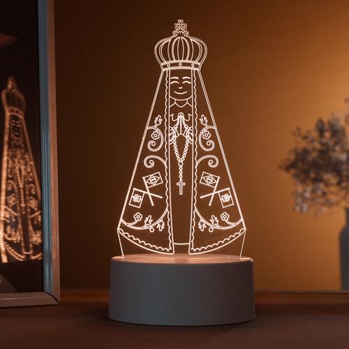 PopLumos - Luminária led 3d, abajur de mesa, Nossa Senhora Aparecida
