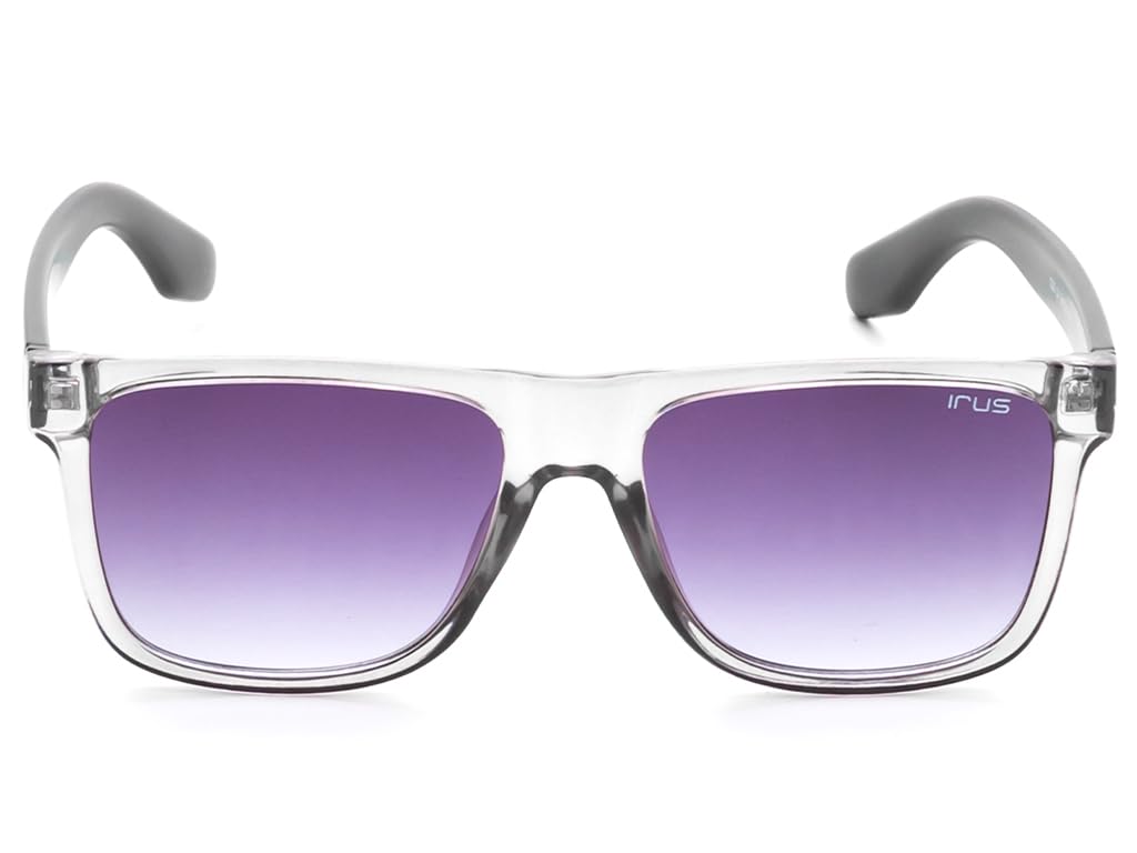 IRUS | 100% protección UV | Unisex | Mediano | Borde completo | Cuadrado | Marco: policarbonato gris cristal brillante | Lente: policarbonato degradado ahumado