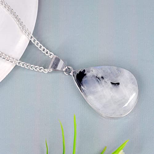 Image of Reiki Crystal Products Rainbow Moonstone Pendant Drop Shape Crystal Stone Pendant