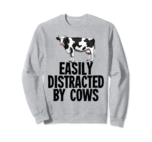 Easily Distracted By Cows Funny Farm Animal Gift Sudadera