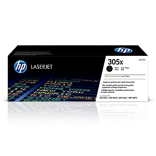 Image of HP 305X Black High-Yield Toner Cartridge Printers | Works with Printer Series: LaserJet Pro 300 M351, 300 MFP M375, 400 M451, 400 MFP M475 | CE410X