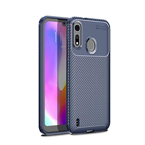 Coque antichoc Moto P40 Play en TPU souple bleu effet fibre de carbone protectrice