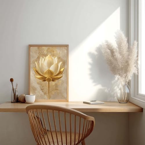 Maison Decor Sans Cadre Lotus Zen Doré pour habiller vos murs - 4