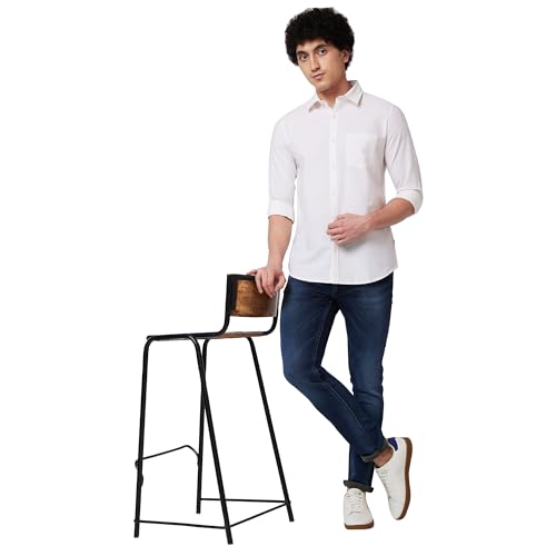 Image of Spykar Men's Regular Fit N /A Full Sleeve Solid Casual Shirts