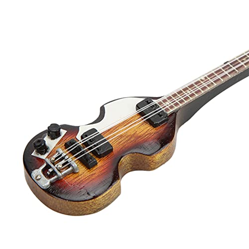Pssopp Pingente musical de baixo mini chaveiro de instrumentos musicais de madeira para decoração de