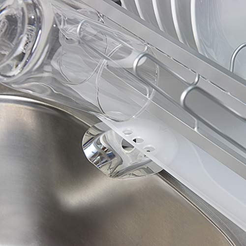 Evelyne GMT-10219 Kitchen Aluminum Frame Tier Dish Drying Counter Top Rack With Utensils Holder