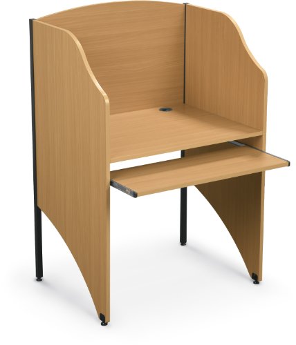 Balt Standard Floor Carrel Private Workstation, Starter Unit, Teak