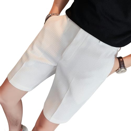 NSLFA Ropa Hombre Pantalones Cortos De Verano para Hombres Pantalones Cortos De Traje Casual Delgado para Hombres-blanco-31