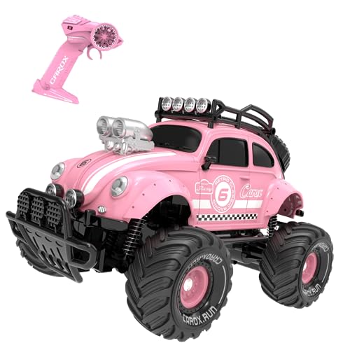 Carox Remote Control Car for Girls, 80 mins Pink RC Car with Doll and Sticker, 1:16 Scale RC Convertible Truck with Rechargeable Batteries, Birthday for Ages 4-12 Years Girls
