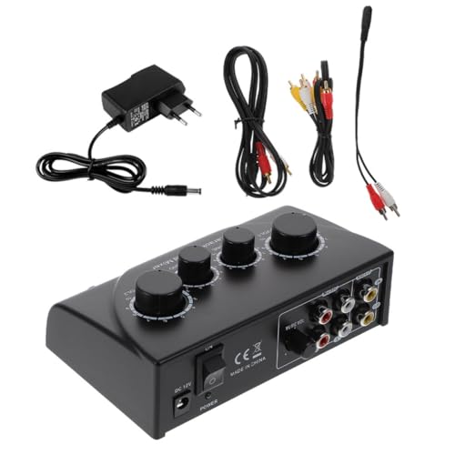 Healeved Mezclador de Audio Profesional de Doble Canal con Dos Entradas de Micrófono Suministro Ktv Diseño Compacto y Cable de Alimentación Ac220V para Karaoke y Presentaciones