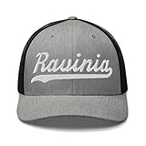 Ravinia Hat Ravinia Trucker Hat Baseball Script Embroidered Cap Vintage Sports Mesh Swoosh Gift Souvenir Headwear SD Heather/Black