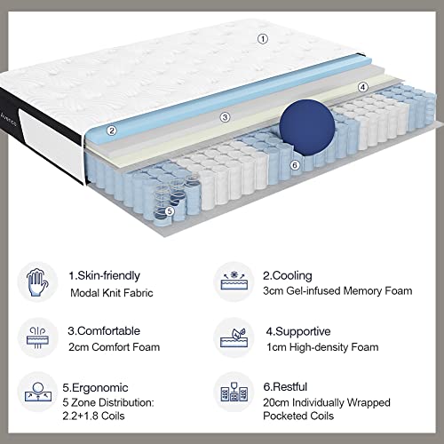 Avenco King Mattresses 10 Inch, Hybrid Mattress King Medium Firm, King Mattress In A Box With Gel-Infused Memory Foam & Pocketed Springs, Motion Isolation, Breathable Knit Fabric, Strong Edge Support #TOP1