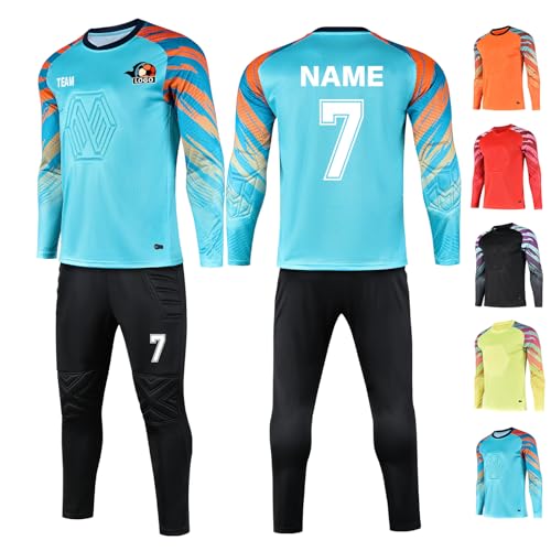 LAIFU Benutzerdefiniert Torwarttrikot Set für Erwachsene/Kind Torwarttrikot mit Nummer Name Team Logo Torwarttrikot Personalisieren