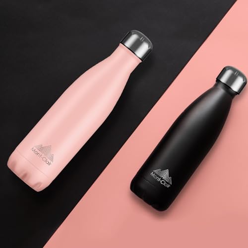 Image of Mont-Clair Stainless Steel Water Bottle, Vacuum insulated - BPA Free, 12h Hot & 24h Cold Drinks, Metal Water Bottle 34 oz Leakproof, Ideal for Adult, Kids, Running - Mellow Rose