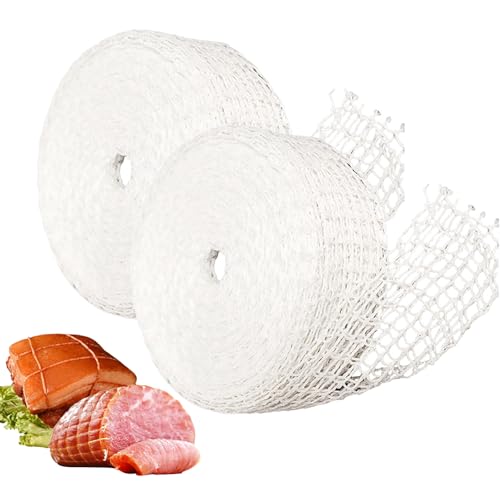 MIPIACE 2 Piezas Red de Jamón 3m Malla Elástica para Carne Malla para Asar Carne Blanca Elástica Red De Carne Red de Cocinar para Carne para Almacenar Colgar Guardar Jamón Freír Cocinar Carne Asar