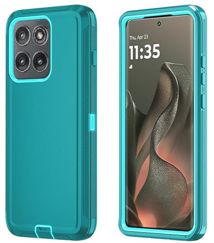Qinmay for Motorola Moto Edge 2025 Case, 3-Layer Cover, LakeSkyBlue