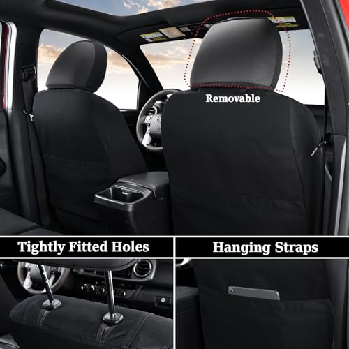 Coverado Canvas Seat Covers Custom Fit for Tacoma 2016-2023 Double Cab/Crew Cab SR/SR5/TRD Sport/TRD Off-Road/Limited Seat Cushion Protectors (Full Set, Black) by Coverado - Image 2