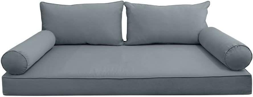 Prolinemax Style V2 Full Size Velvet Pipe Trim Indoor Daybed Bolster Pillow Cushion Mattress Fitted Sheet |Cover ONLY| AD347