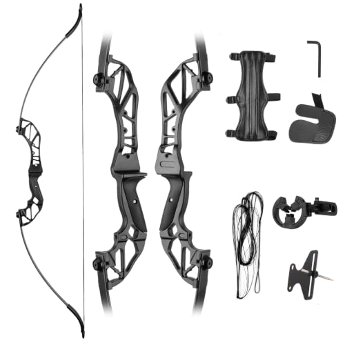 S F Takedown Recurve Bow Set 56“ Hunting Target Shooting Archery Bows with Aluminum Alloy Limbs and Riser for Adults Youth or Beginners– Right Handed 40lbs