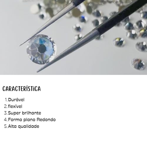 Cartelas Adesivas Strass Meia Pérola, Kit com 5 Cartelas, 1365 Unidades, 5 mm, para Artesanato, Carn