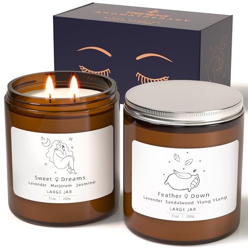 Image of TRINIDa 2 Wicks Sleep Large Candle Gifts for Women, Candles Long Burning up to 100 Hours (14.2OZ), Scented Candles for Anxiety Relief & Perfect Sleep, Lavender Promotes Sleep, Jasmine Anxiety Relief