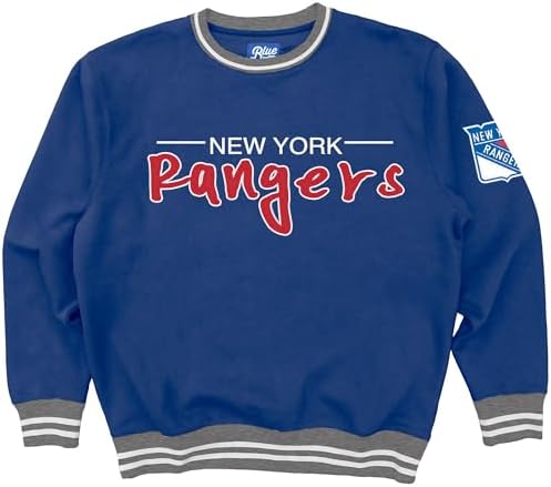 Blue 84 New York Rangers NHL Officially Licensed Varsity Rib Crewneck Sweatshirt