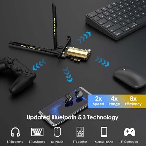 WAVLINK AX5400M WiFi Card, WiFi 6E PCIe Network Card Tri-Band AX210 Wireless Adapter with Bluetooth 5.3, MU-MIMO, WPA3, OFDMA, Low-Profile Bracket, Heat Sink for Windows 10/11 PC - Image 5