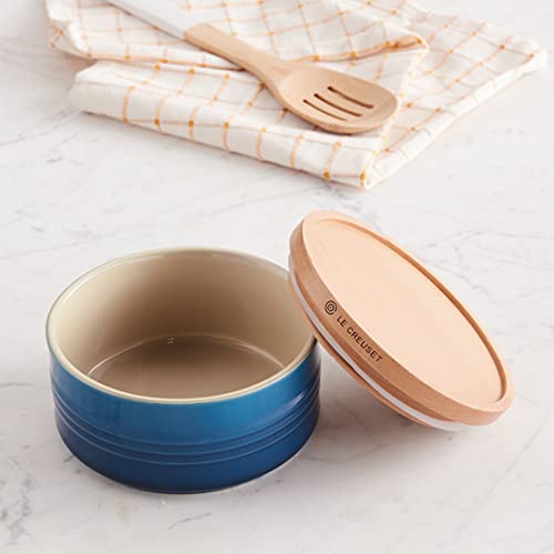 Le Creuset Stoneware Canister With Wood Lid, 23 Oz. (5.5" Diameter), Marseille #TOP4