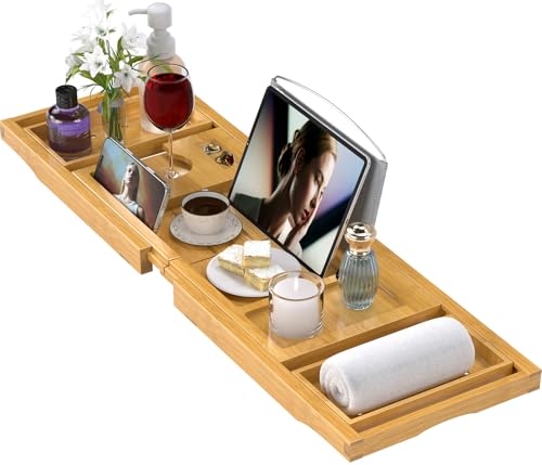 Bathtub Tray Caddy, Expandable Bath Trays for Tub