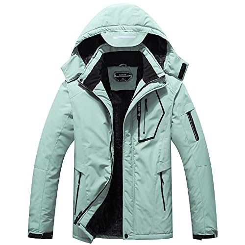 SUOKENI Men's Waterproof Ski Jacket Warm Winter Snow Coat Hooded Raincoat Large