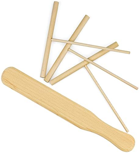 GOOHOME 3 Pcs Wooden Crepe Spreader + 1Pcs Wooden Spatula Set Dough Spreader Batter Spreader Tool for Kitchen Home Restaurant Food Stall Baking
