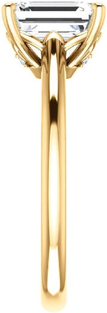 925 Silver, 10K/14K/18K Solid Gold Handmade Engagement Ring, 2 CT Emerald Cut Moissanite Solitaire Ring Diamond Wedding Ring for Women/Her, VVS1 Colorless, Promise Gifts Anniversary (14K Solid Yellow Gold) : Clothing, Shoes & Jewelry