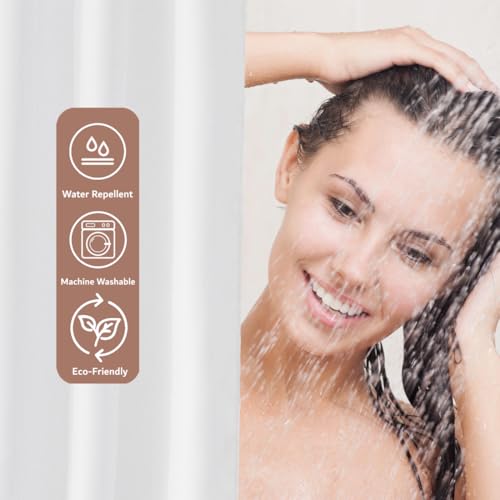 Image of Felisa Stall Fabric Shower Curtain Liner with 3 Magnets,60 x 66 Waterproof & Hotel Quality Shower Stall Curtain for Bathroom,Soft Cloth,Small Narrow Size Shower Curtain,White