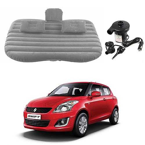Image of Oshotto Multifunctional Car Travel Bed Mattress with Two Air Pillows, Car Air Pump Compatible with Maruti Suzuki Swift (Old) (Grey)