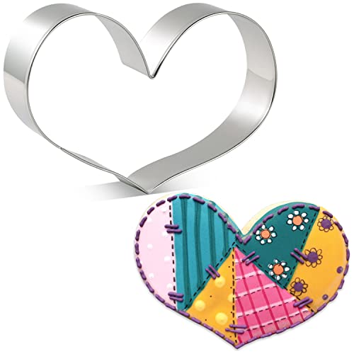 Keniao, taglierina per biscotti a forma di cuore, per compleanni, San Valentino, festa della mamma, baby shower, 4,7 x 7,6 cm, in acciaio inox