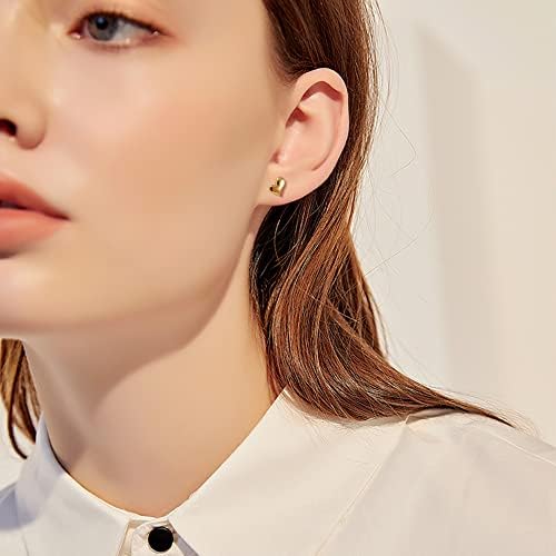 Immobird Earrings For Women Heart Stud Earrings Gold 925 Sterling Silver Small Stud Earrings for Womens Gifts