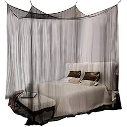 Mosquitera con dosel, mosquitera plegable plegable, duradera para cama de tamaño completo o gigante(black)
