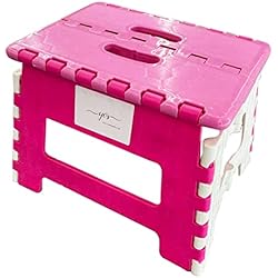 Taburete Plegable Rosa YVS® - Taburete pequeño, Taburete Niños Baño, Taburete Cocina Plegable, Taburete Plegable Multiusos, Taburete Plegable de Viaje, Escalera Plegable Pequeña, 150Kg para niños y Adultos (22_cm, Rosa)