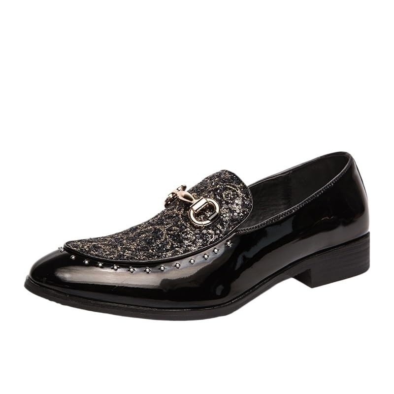 Mens Dress Oxford Business Tuxedo Wedding Non Slip Block Heel Anti-Slip Formal Plain Toe Working Slip On Italian Leather